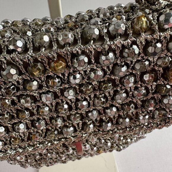 Barbara Lee Metallic Thread Beaded Purse Made in Italy - Picture 16 of 16